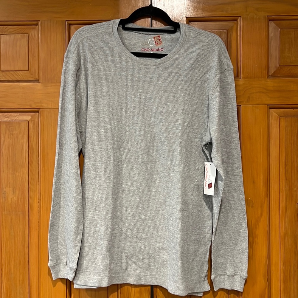 NWT CIAO-Milano Men’s Gray Long Sleeve Waffle Shirt sz XL